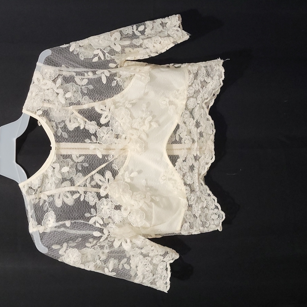 Mind Code Cream Lace Sheer Top